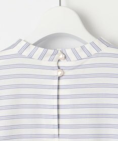 自由区 【洗える】ストレッチシャーティングスタンドカラーストライプ ブラウス