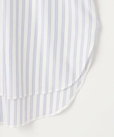 自由区 【洗える】ストレッチシャーティングスタンドカラーストライプ ブラウス