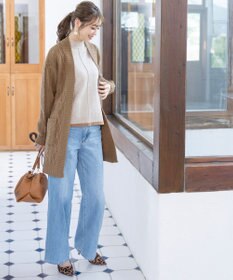 Tiaclasse 【洗える】大人華やかなアラン柄ニットカーディガン