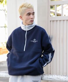 WEGO フリース ワンポイントハーフZIPプルオーバー