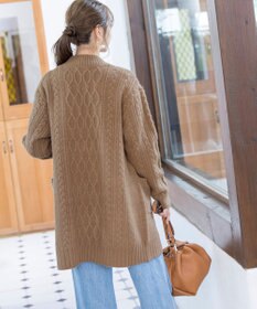 Tiaclasse 【洗える】大人華やかなアラン柄ニットカーディガン