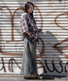 WEGO 【ユニセックス着用ITEM/MLサイズ展開】オンブレチェックフードシャツ（SS）