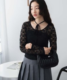 WEGO チョーカーリボン付きレースロンT