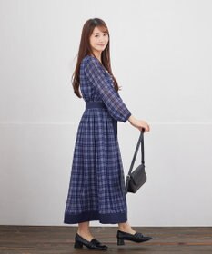 Tiaclasse L シアーチェック配色ワンピース