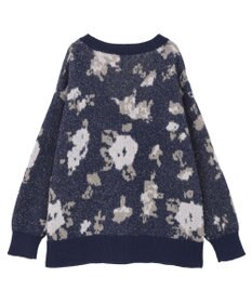 earth music&ecology フラワージャガードラメシャギーカーディガン