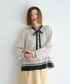 YECCA VECCA ドットパネル柄リボンブラウス