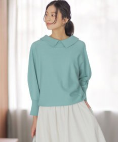 組曲 【加藤ローサさん着用・新色追加・前後着用可】スムースストレッチロールネック ニット スモーキーグリーン系