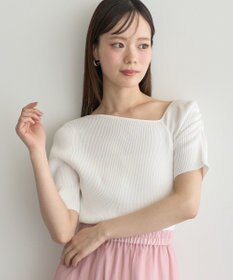 earth music&ecology アシメネックリブニットプルオーバー