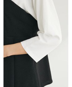 Green Parks ７分袖ビスチェドッキング風カットプルオーバー