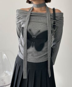 WEGO ストール付きバタフライオフショルトップス