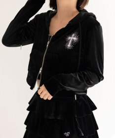 WEGO 【SETUP対応ITEM】ラインストーンベロアWZIPパーカー