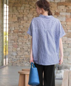 Tiaclasse 【洗える】 リネンミックススキッパーシャツ