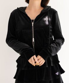 WEGO 【SETUP対応ITEM】ラインストーンベロアWZIPパーカー