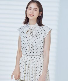 組曲 【WEB限定】ドットプリントデシン ボウタイ付きブラウス