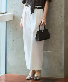 ICB ナイロンツイルチノ ワイドストレートパンツ オフホワイト