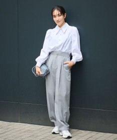 #Newans 【セレモニーにも】下から着られちゃう！尖り襟パフスリーブブラウス