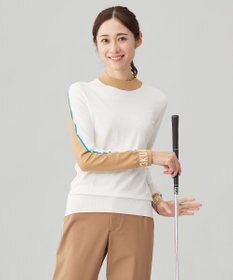 23区GOLF 【WOMEN】レーヨンストレッチカラーブロックニット