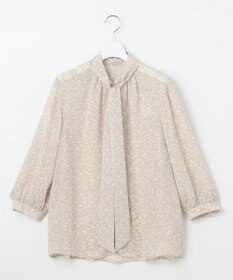 自由区 L 【洗える】ウェーブパターンプリント ブラウス