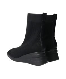 INTER-CHAUSSURES 【BUSSOLA】スクエアトゥウェッジヒールニットブーツ