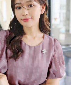 Tiaclasse 【洗える】ツイスト袖チェックブラウス