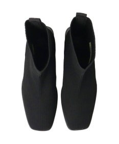 INTER-CHAUSSURES 【BUSSOLA】スクエアトゥウェッジヒールニットブーツ