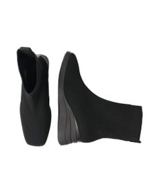 INTER-CHAUSSURES 【BUSSOLA】スクエアトゥウェッジヒールニットブーツ