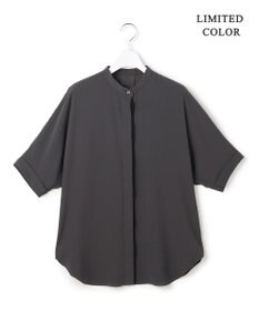 ICB L 【新色追加・WEB限定カラーあり】BackSatinAmunzen 5分袖バンドカラーブラウス