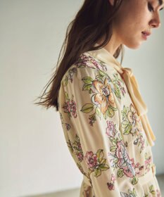 GRACE CONTINENTAL フラワー刺繍ボウタイワンピース