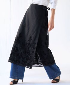 23区 【GOLD LABEL】コットンオーガンジー 刺繍 ラップスカート