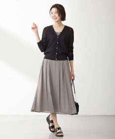 J.PRESS LADIES L 【洗える・抗菌防臭】コットンアセテート Vネック レーシー カーディガン