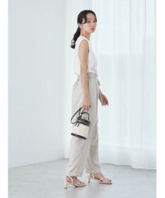 earth music&ecology リネンライクテーパードパンツ（ストライプ）