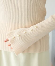 CRAFT STANDARD BOUTIQUE 洗える/とてもち袖フレア釦ボトルネックニットプルオーバー/24AW