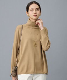 自由区 L ウォームレーヨンストレッチハイネック ニット モカ