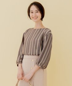 自由区 【XSサイズ～/洗える/セット可】オパールストライプ ブラウス
