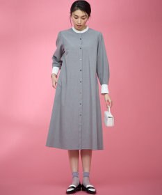 組曲 S 【KUMIKYOKU NAVY】ウーステッドライククロス シャツワンピース