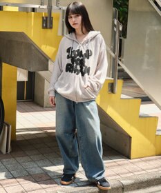 WEGO 【ユニセックス着用ITEM/MLサイズ展開】メッシュロゴジップパーカー