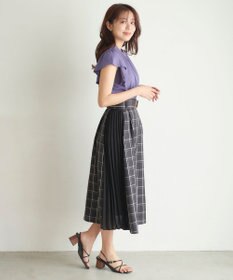 Feroux 【洗える】プリーツコンビチェック スカート