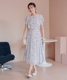 Tiaclasse 【小倉優子さん着用・洗える】フレアスリーブ柄ワンピース