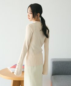 CRAFT STANDARD BOUTIQUE 洗える/とてもち袖フレア釦ボトルネックニットプルオーバー/24AW