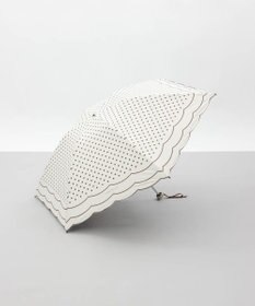 AURORA 【 NINA RICCI（ニナリッチ）】水玉プリント＆ビックスカラップ刺しゅうミニ晴雨兼用傘（折りたたみ）