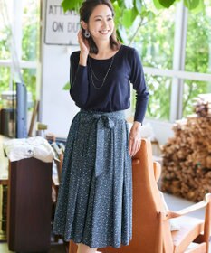 Tiaclasse 【洗える】1枚でコーディネートが決まる花柄ニットドッキングワンピース