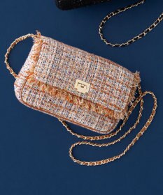 23区 GIOLICAツイード ショルダーバッグ テラコッタミックス