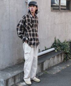 WEGO 【ユニセックス着用ITEM/SMLサイズ展開】オンブレチェックシャツ（LS）