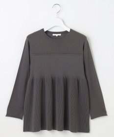 自由区 【洗える】ドライコットンハイゲージペプラム ニット