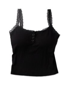 WEGO 【カップ付きインナー】パット付きフロントボタンレースキャミ