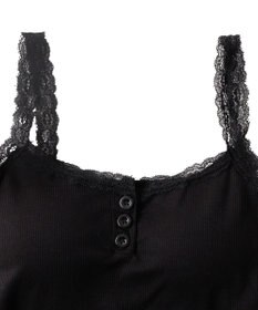 WEGO 【カップ付きインナー】パット付きフロントボタンレースキャミ