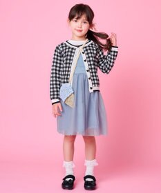 ANY KIDS ギンガム総柄ニット カーディガン