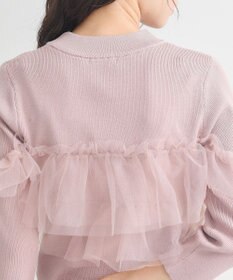 earth music&ecology 胸元チュールドッキングニットプルオーバー