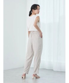 earth music&ecology リネンライクテーパードパンツ（ストライプ）