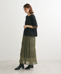 Green Parks 袖チュールドッキングシアー５分袖プルオーバー